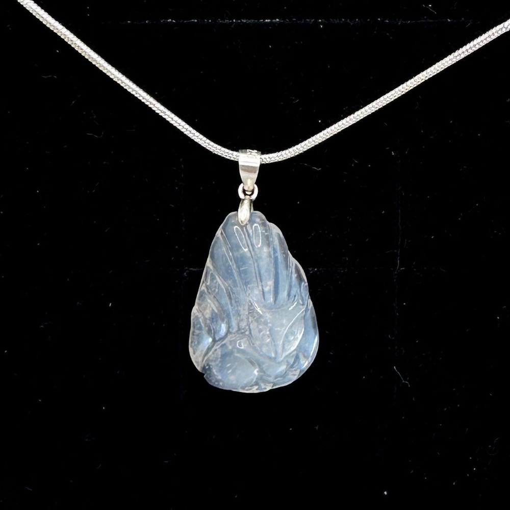 Hand carved moonstone fox pendant